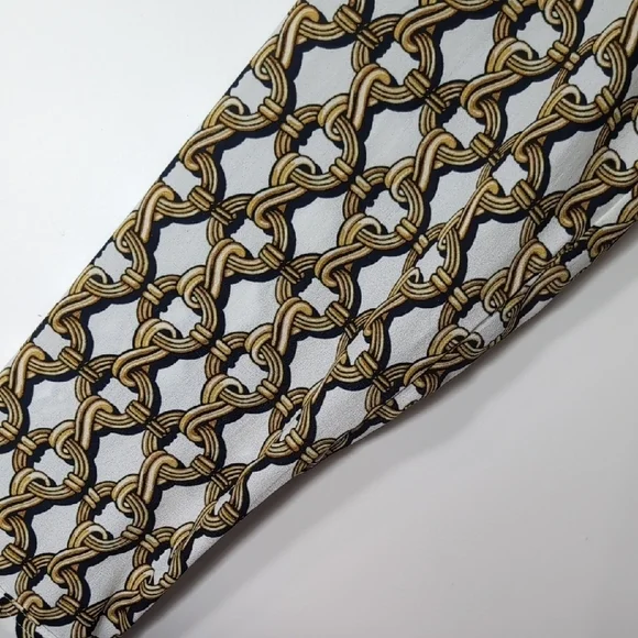 Nine West | White Gold Equestrian Chain Pattern V-Neck Long Sleeve Top Size S - Picture 4 of 10